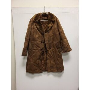 Camel Dalgı Factory Fur Sheepskin Coat Size 54 Mens Brown Leather Outerwear
